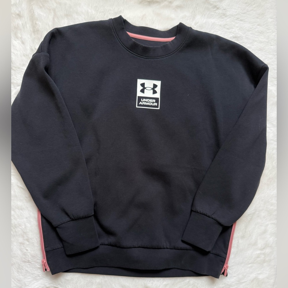 Under Armour Black Crewneck Sweatshirt with Pink Accents